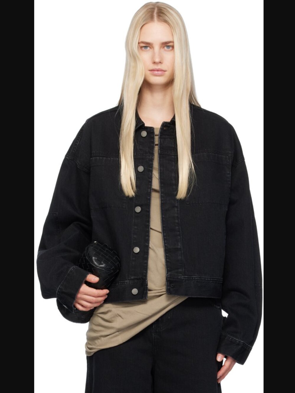 Entire Studios Black Gem Denim Jacket Size XS